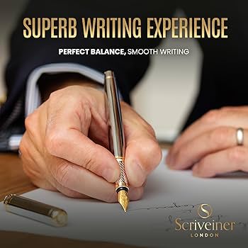 Amazon | Scriveiner Classic Silver Fountain Pen Medium nib