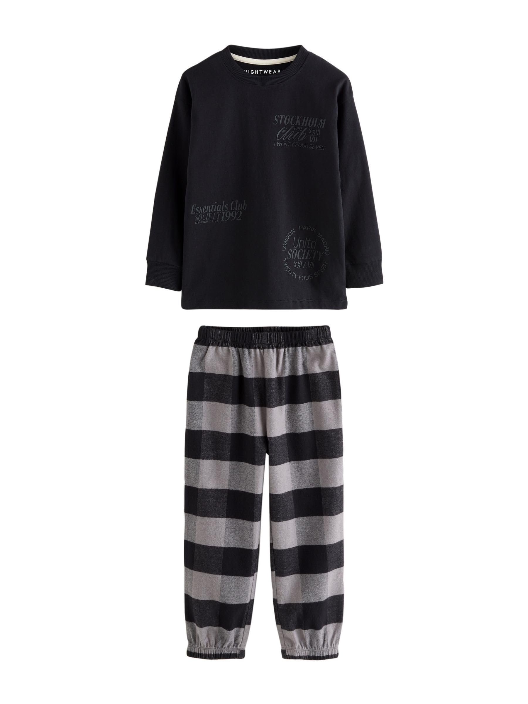 NEXT Garçon Pyjamas tissés à Carreaux, Lot de 3 | Coupe standard, Taille mi-haute, 100 % coton