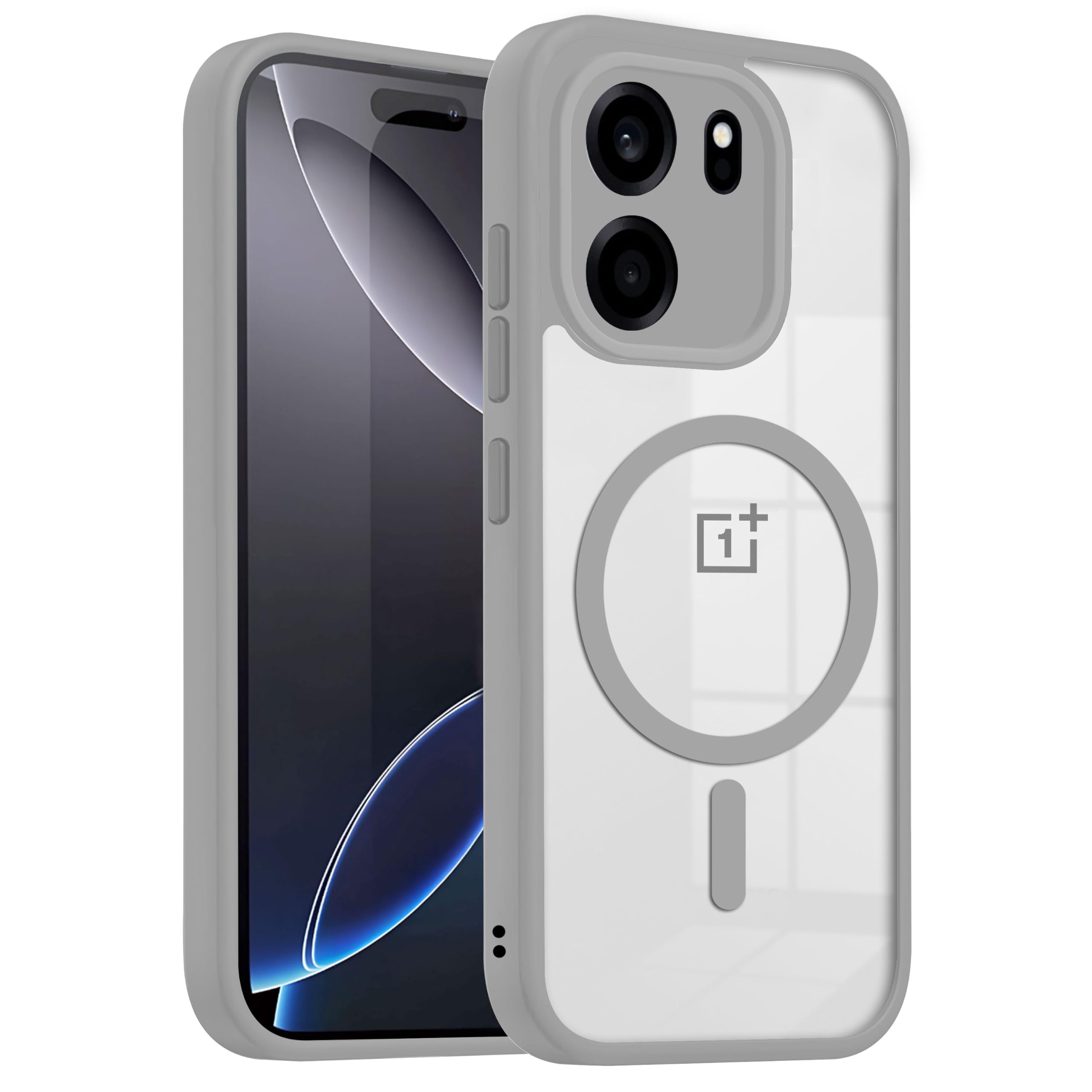 V-TAN Crystal Clear Back Cover for OnePlus Nord CE6 | TPU | Transparent Mag Case Support with Wireless Charging Accessories | Slim Fit, Camera Protective Shockproof Cover Design | (Grey)-image-1