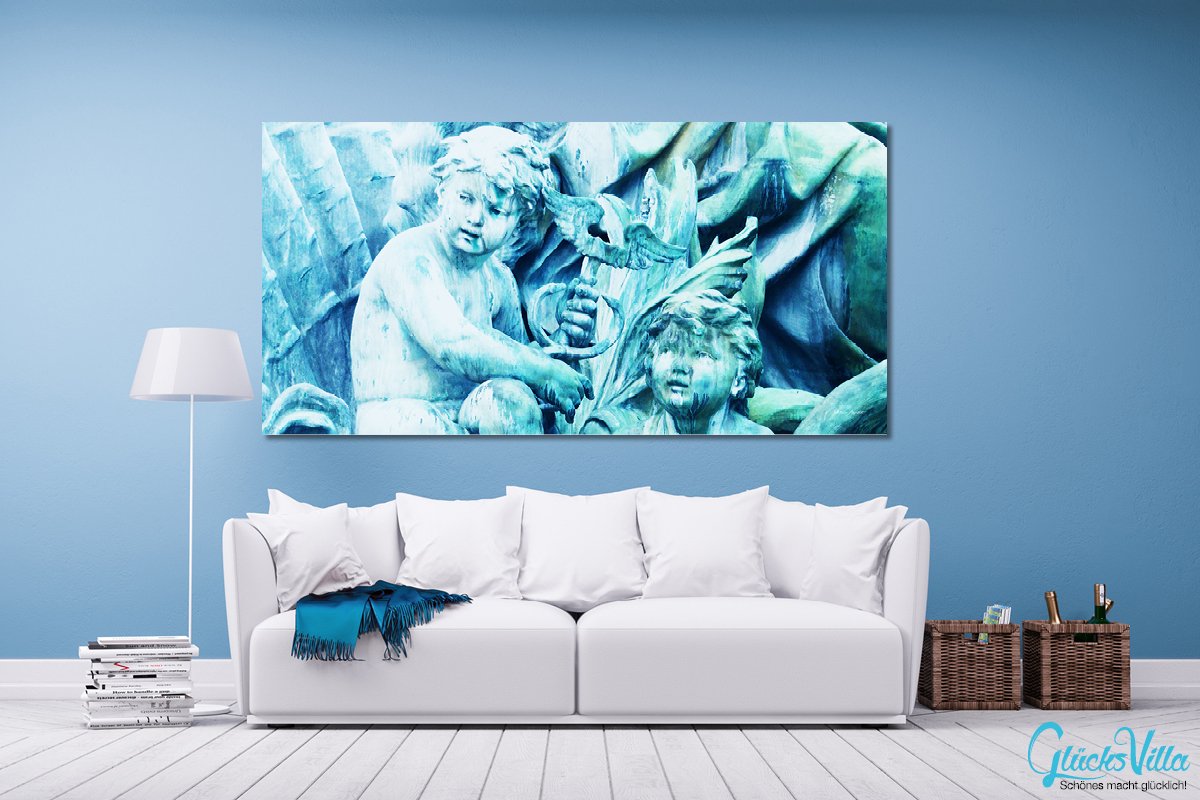 Glücksvilla - Engelchen 2 (Acrylglas-Bild 5 mm, 80 x 40 cm) | div. Maße - aus DE - Kunstdruck Deko Wandbild quer - Kirche Glaube Christentum Engel Bronze Figur
