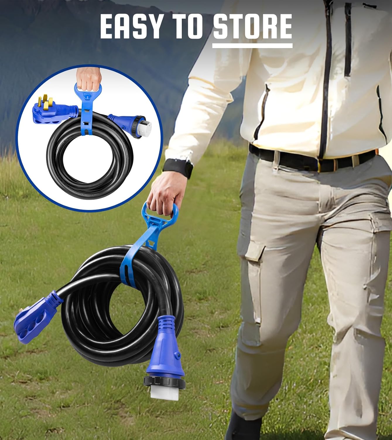 50 Amp Generator Inlet Box NEMA SS2-50 and 15FT Extension Cord Heavy Duty Copper NEMA 14-50P to SS2-50R Power Cord