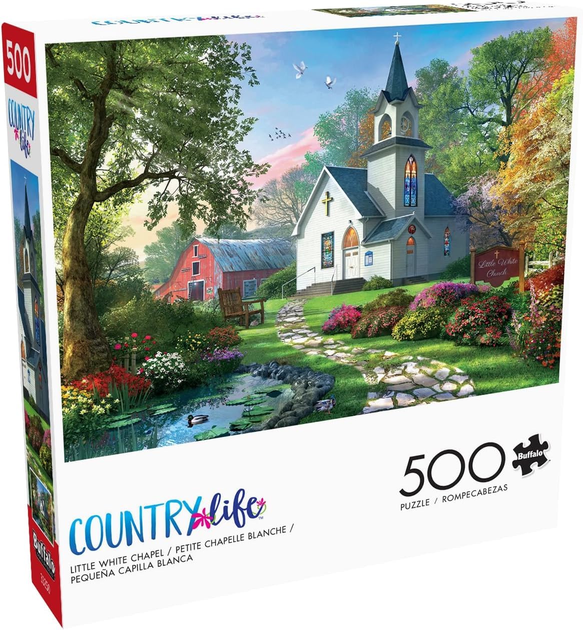 Buffalo Games - Dominic Davison - Little White Chapel - 500 Piece Jigsaw Puzzle for Adults Challenging Puzzle Perfect for Game Nights - Finished Puzzle Size is 21.25 x 15.00