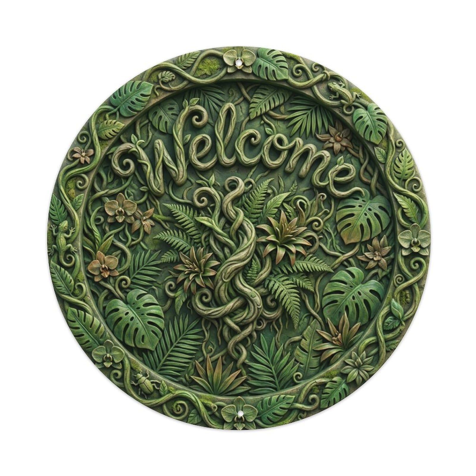 Metal Tin Sign Tropical Vines Welcome Jungle Growth