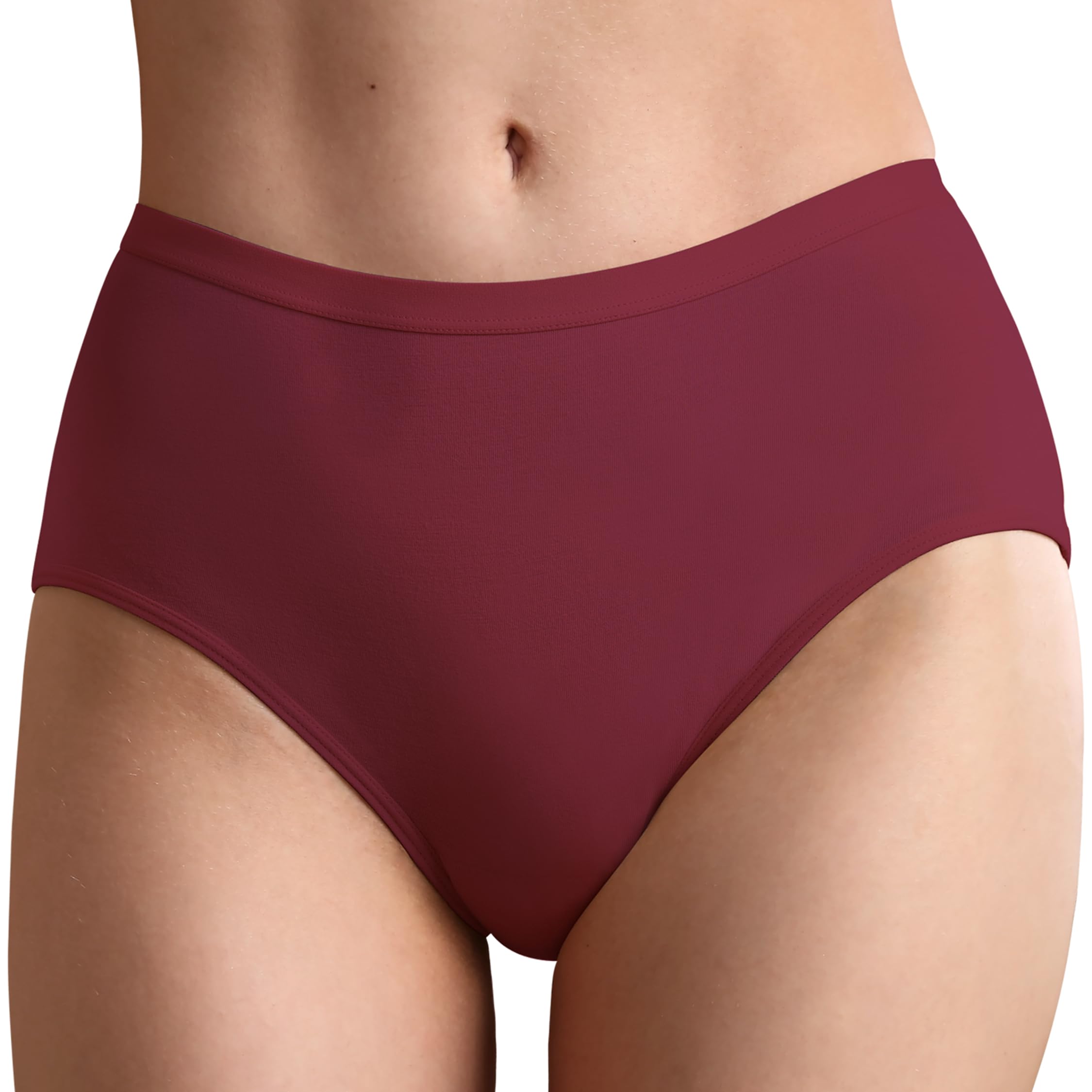 REELINDRY Leak Proof Incontinence Underwear for Women Washable Absorbent Mid Waist Panties Postpartum Bladder Control 1 Pack (Garnet, L)
