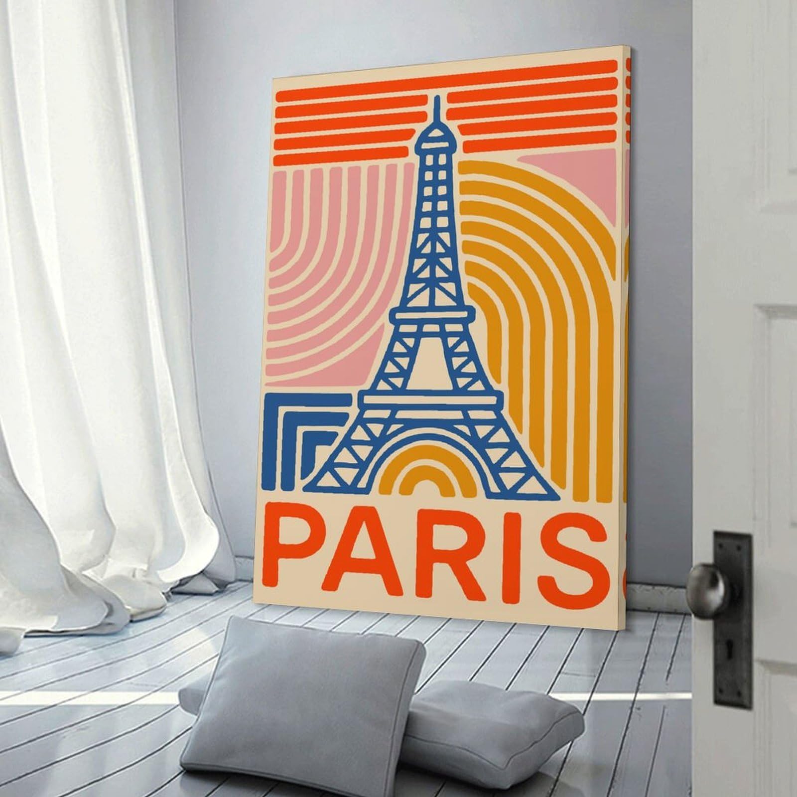 Paris Eiffel Tower Retro Art Home Decor Wall Art 24x36inch(60x90cm), for Gallery Wall Layouts in Home Or Office, A Versatile Canvas Print for Layering