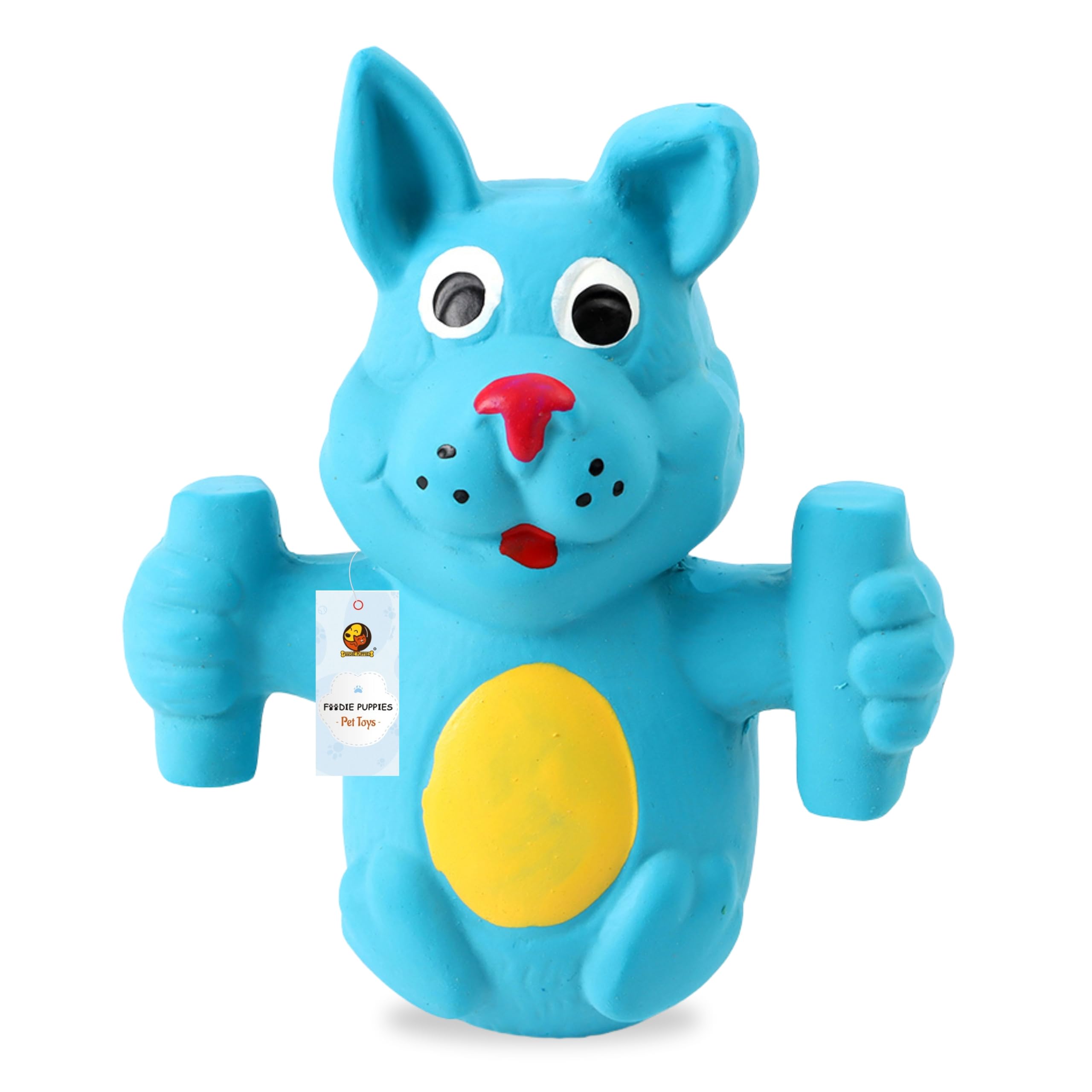 Foodie Puppies Natural Latex Rubber Squeaky (Blue Doggy) Dog Toy | Small to Medium Dogs & Puppy | Durable, Animal Design, Fetch & Chew Safe Play Toy | Reduce Separation Anxiety