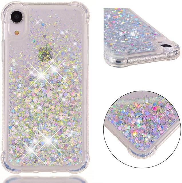 Case for iPhone XR Glitter Liquid, iPhone XR Protective Case Glitter, Liquid Waterfall Clear Floating Bling Sparkle Luxury Flowing Shockproof Bumper Pretty Girls Protective Case for iPhone XR