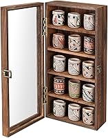 Vista 10 de Ikee Design Gabinete de exhibición colgante de madera con 5 estantes para montar en la pared, accesorios de almacenamiento con puerta de vidrio Negro