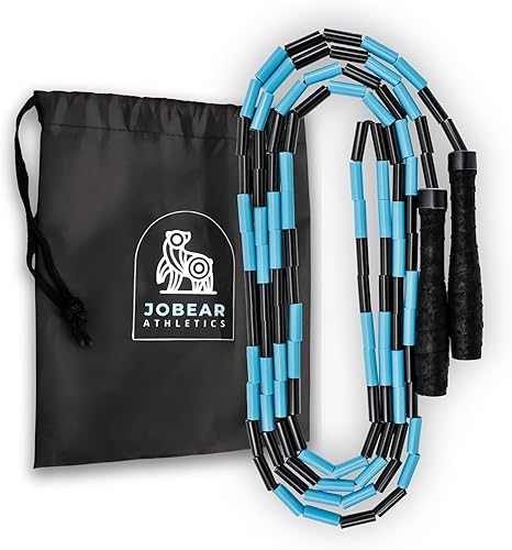 Cuerda de saltar con cuentas para atletas de fitness funcional, asas de cinta de agarre, sin enredos, ajustable, cuerda de saltar para adultos,