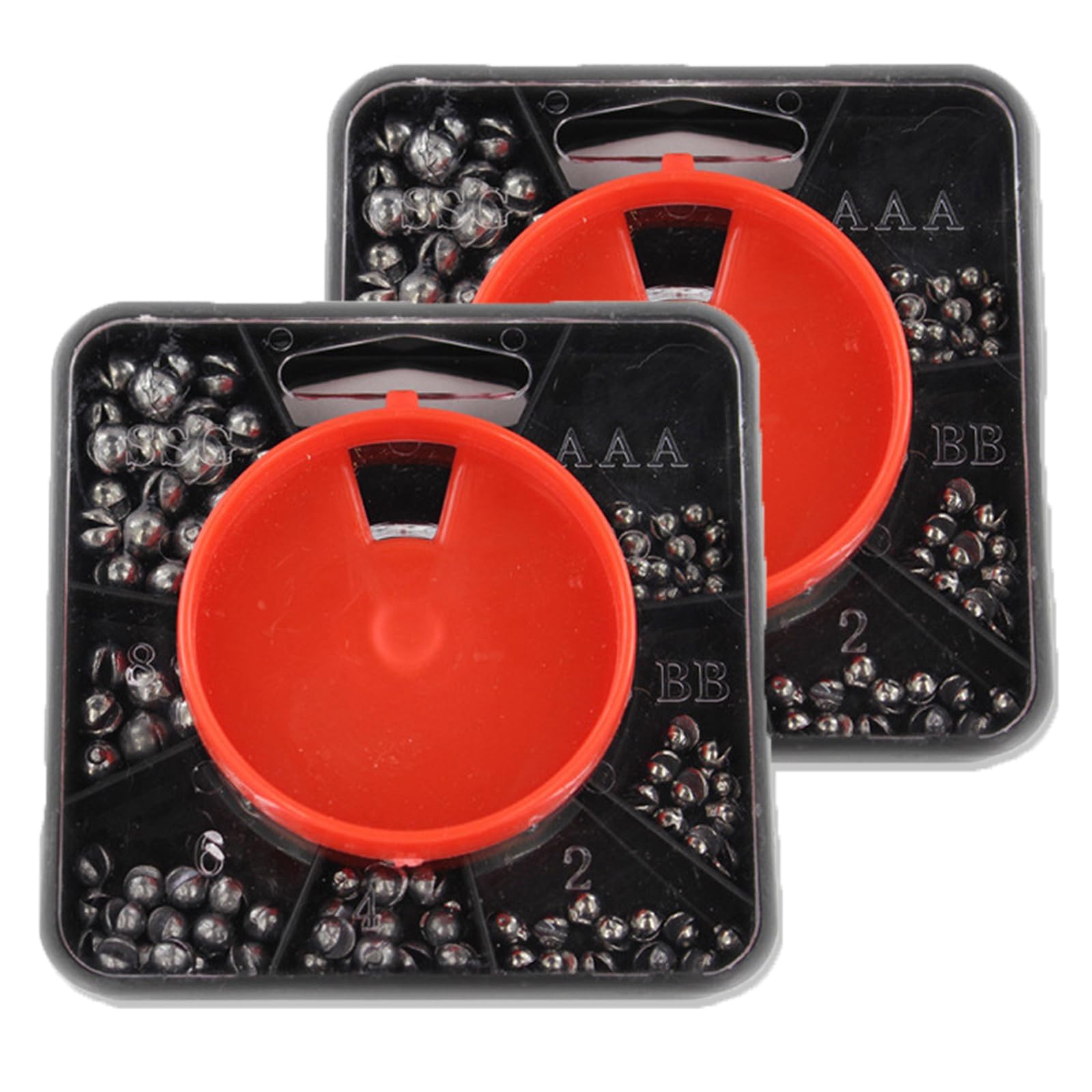 Fishing Weights and Fishing Tackle, 2 Boxes of Split Shot Fishing Weights and Fishing, Sea Fishing Weights and Fishing Sinkers & Weights, Carp and Fishing Floats, Shot and Weights, 8x8 cm Size