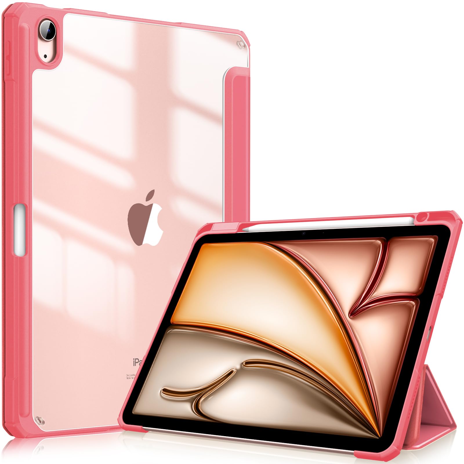 Fintie Hybrid Slim Case for iPad Air 11-inch M3 (2025) / M2 (2024), iPad Air 5th (2022) / 4th Generation (2020) 10.9 Inch - Shockproof Cover with Clear Back Shell & Pencil Holder, Watermelon