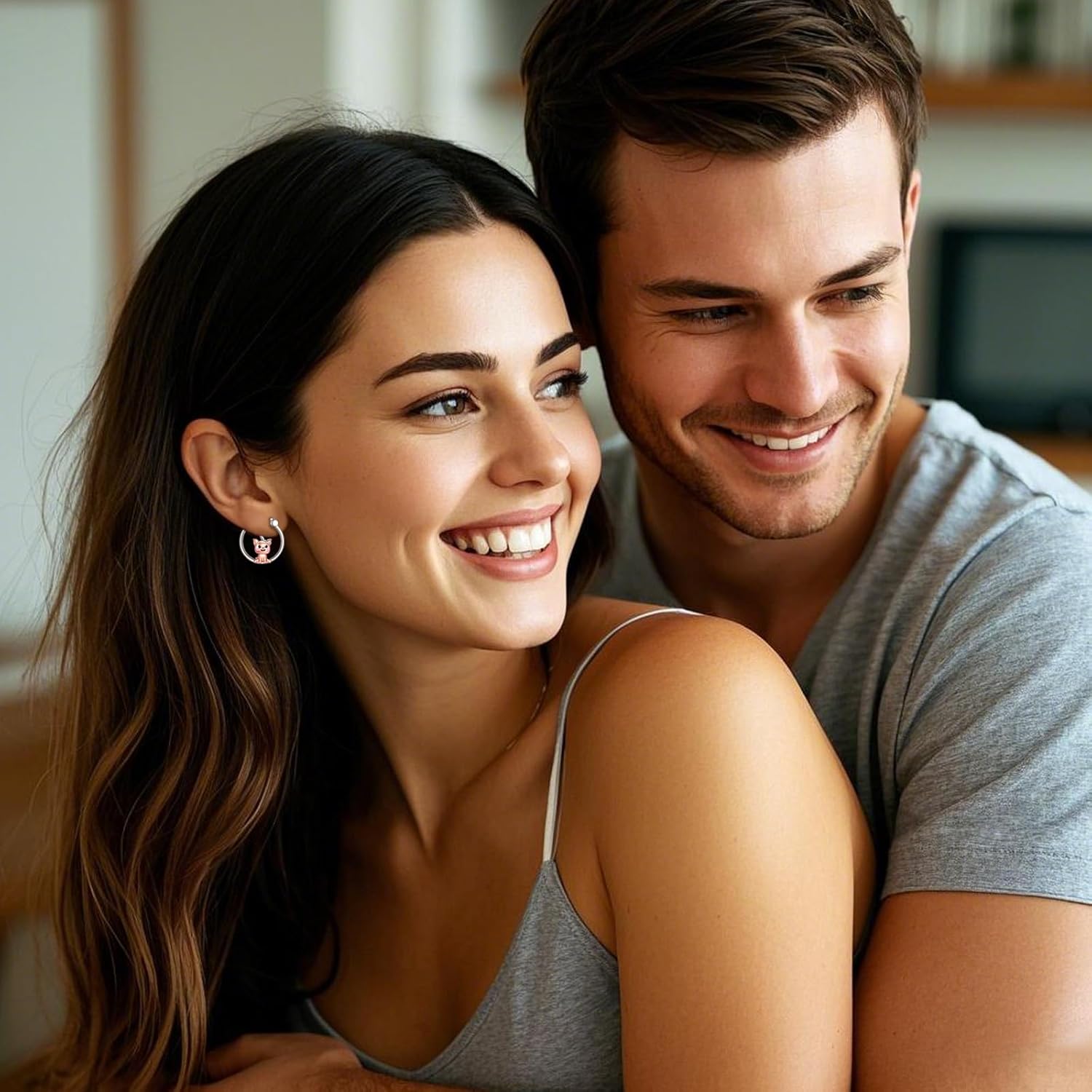 Cat/Frog/Pig Hoop Earrings 925 Sterling Silver Cute Animal Hypoallergenic Hoop Earrings Valentine's Day Jewelry for Women - Image 3