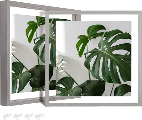 Miniatura 68 de Egofine Juego de 2 marcos flotantes de 8 x 10 pulgadas, marco de fotos de plexiglás doble, hecho de madera maciza, fotos de cualquier tamaño de