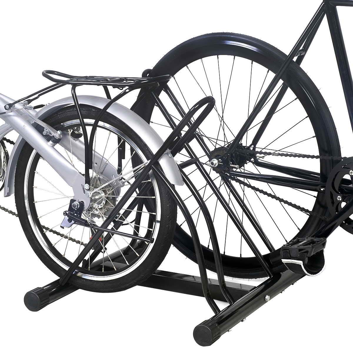 COSTWAY Aparcamiento para 2 Bicicletas para Pared o Suelo Ciclismo Soporte Metal Color Negro