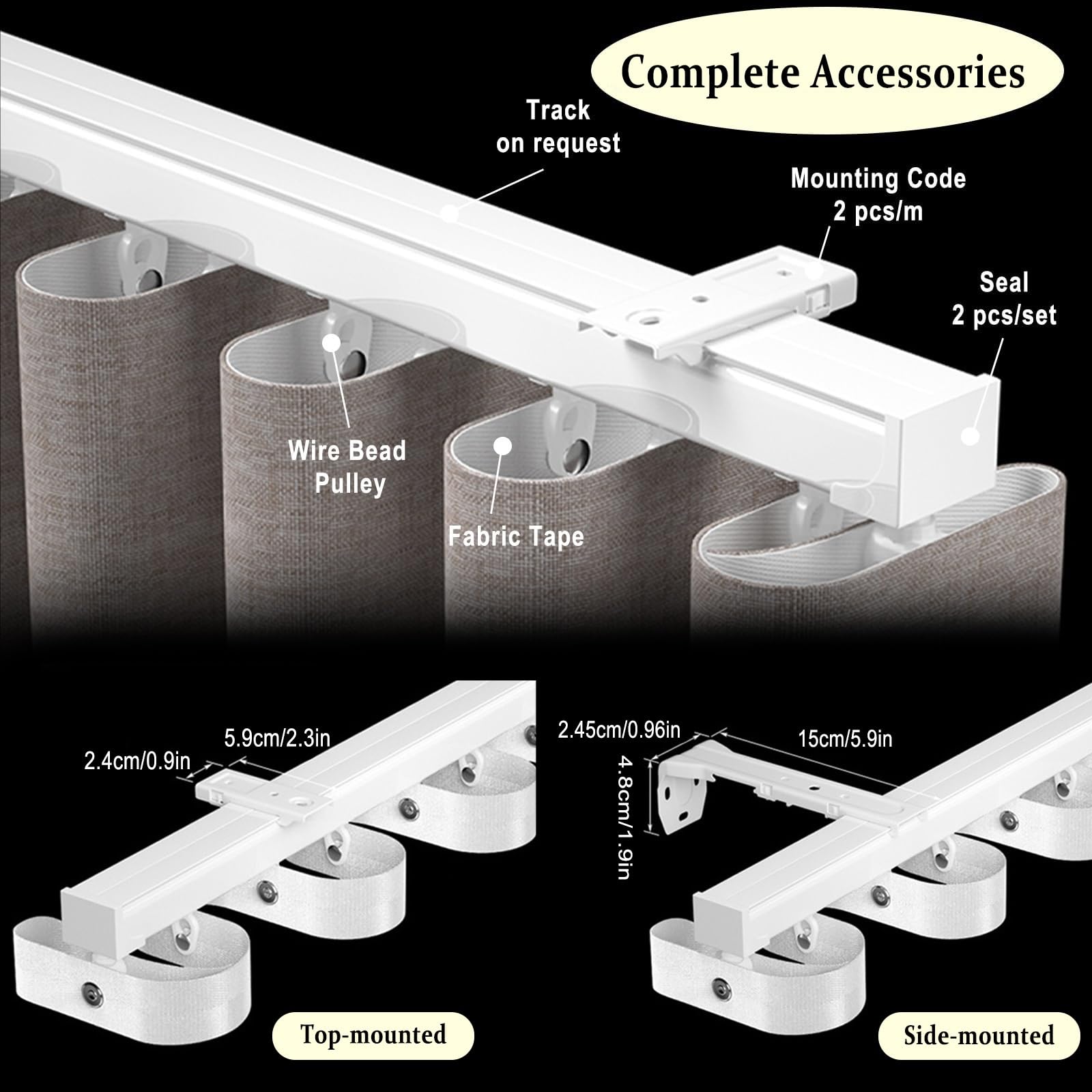 S-Sd - Riel de riel para montaje en pared o techo, perfecto para separadores de habitaciones, decoración de sala de estar y dormitorio, disponible en acabado champán, blanco y negro