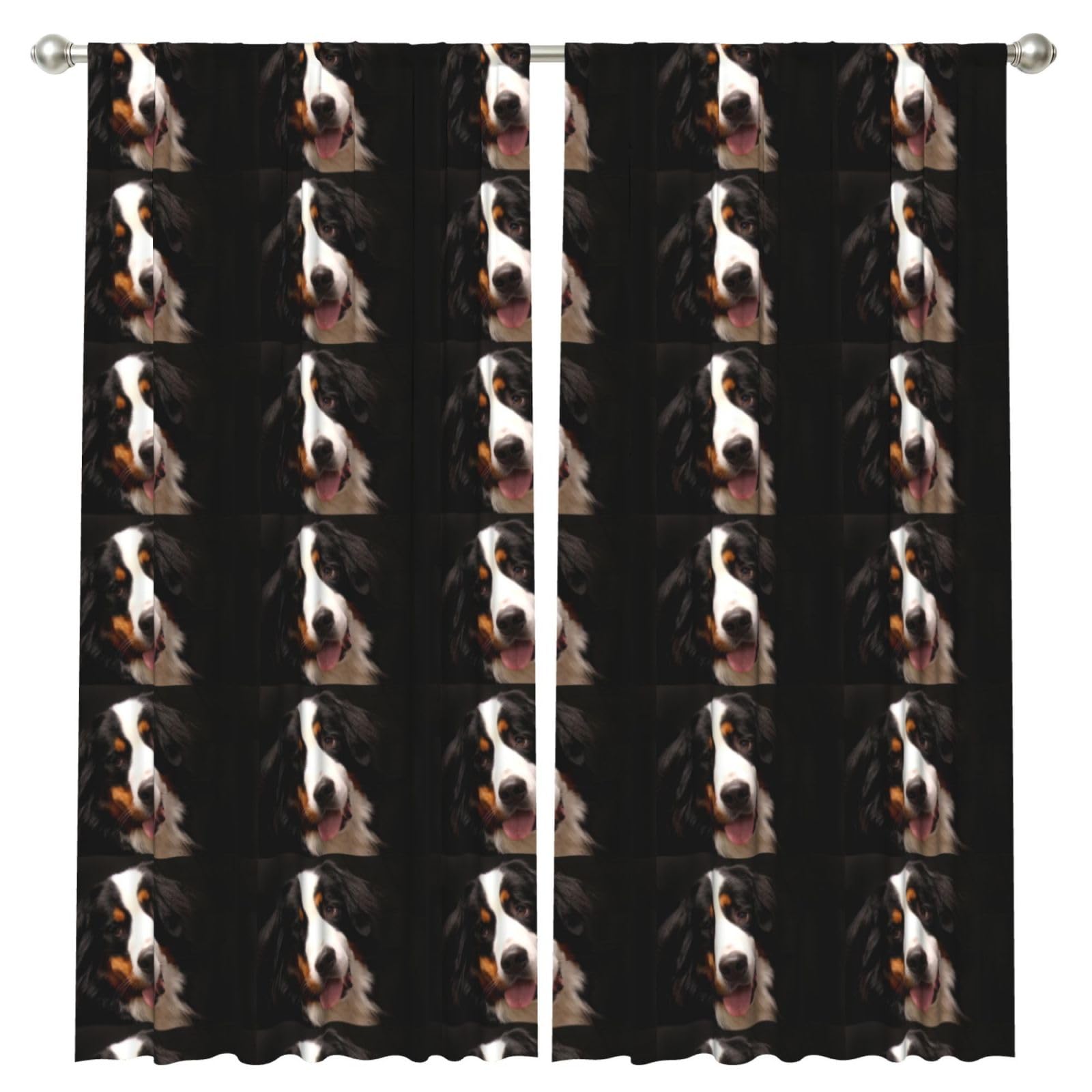 InOmak Bernese Mountain Dog, 2 Panels Window Curtains 52 x 84 Inch Blackout Curtains for Living Room Bedroom