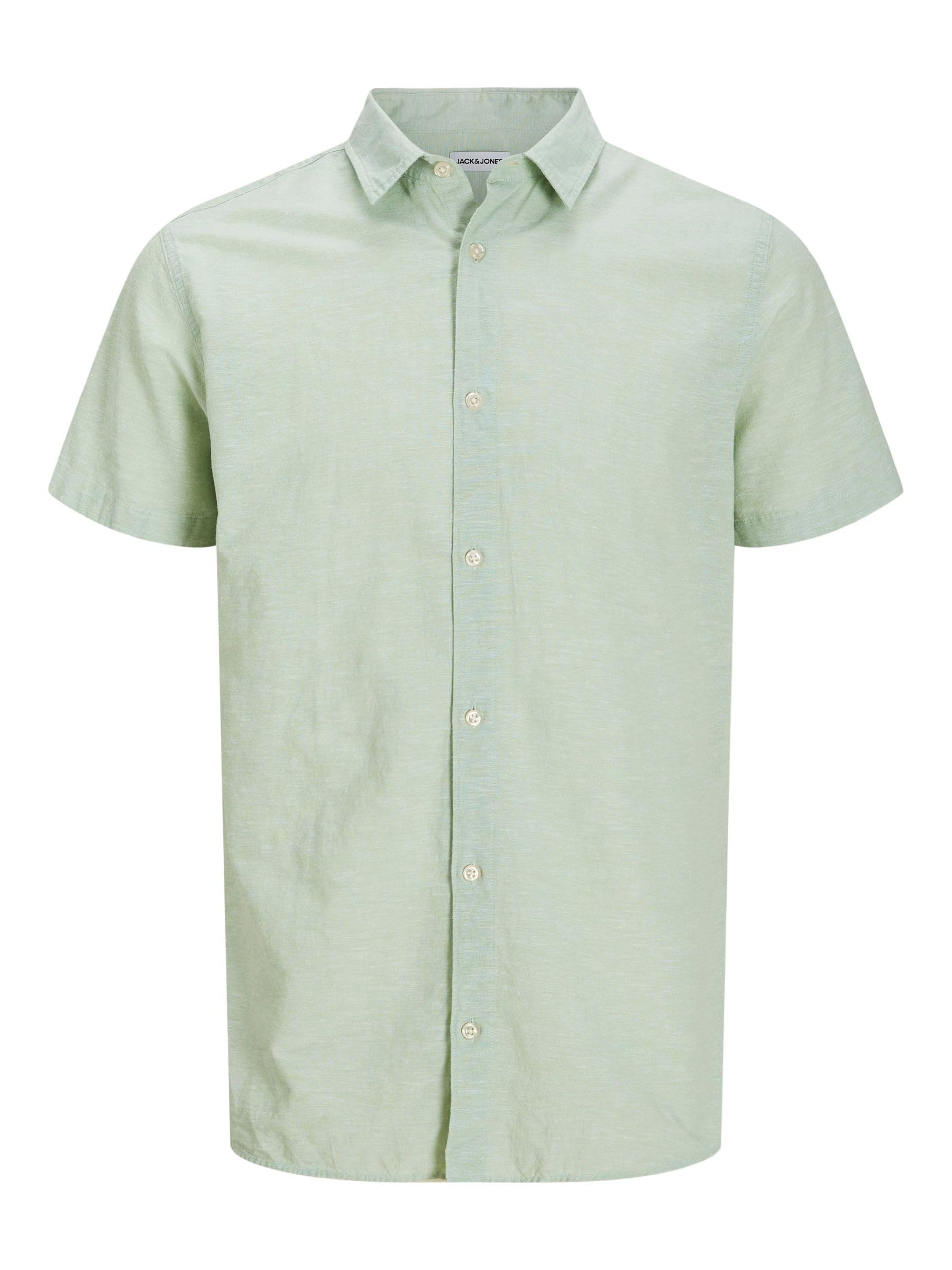 JACK&JONES PLUS Herren Jjebreeze Shirt Sn Pls Kurzarmhemd, Iceberg Green, 4XL Große Größen EU