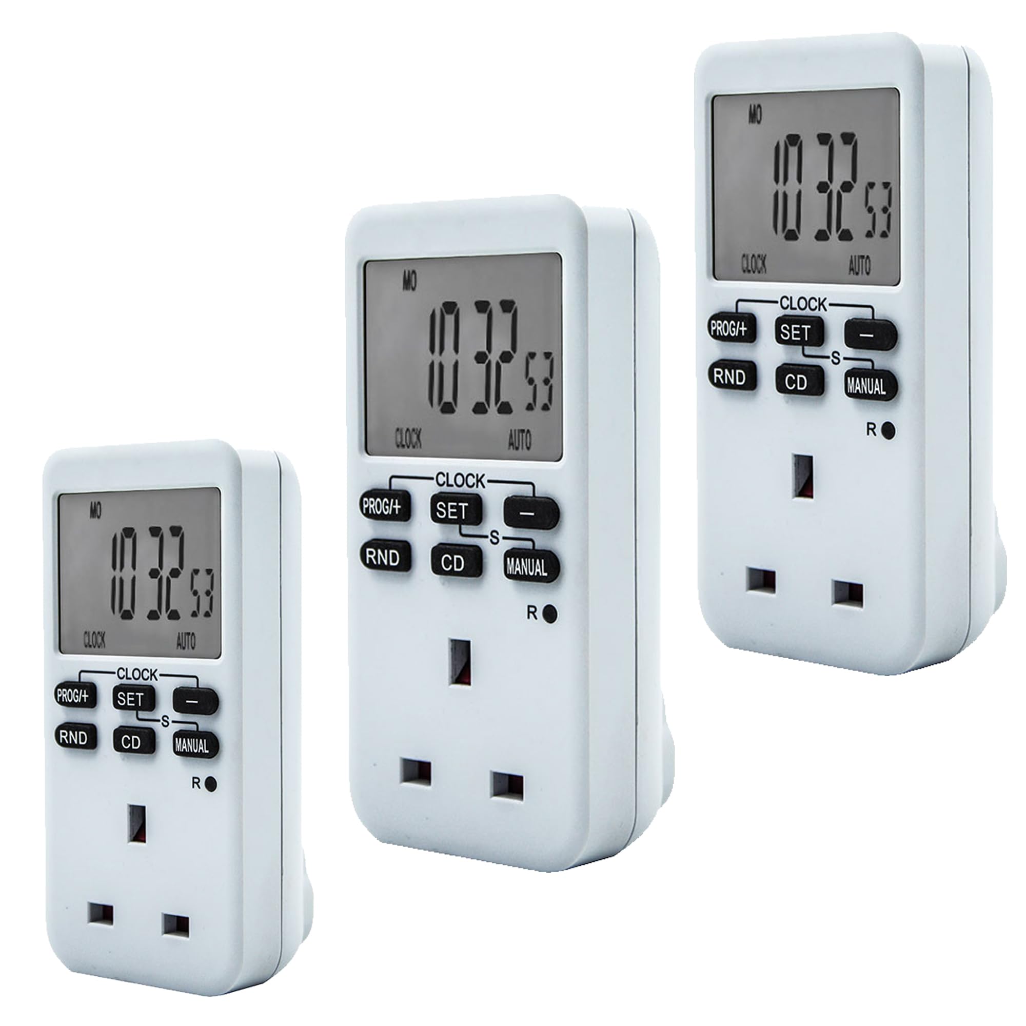 Uni-Com White Digital Plug-In Timer – Easy Read Lcd Display, Programmable 24 Hour/Weekly Schedules, Countdown & Random Mode, Energy Saving Home Security Timer For Lights And Appliances (3, )