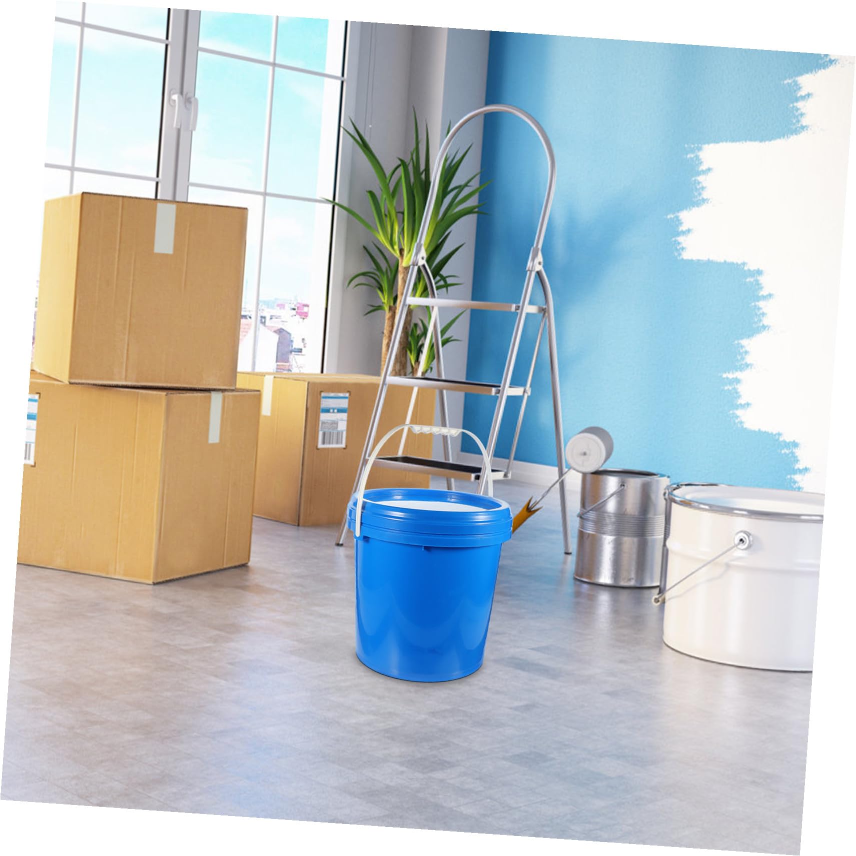 SOIMISS Cubo de Pintura con Tapa Hdpe Resistente y Duradero con Asa Sólida para Almacenamiento Seguro de Pigmentos y Líquidos Múltiples Usos