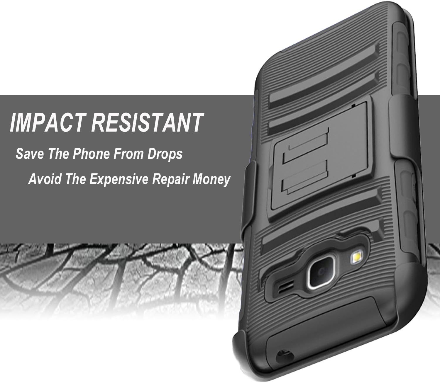 Galaxy Grand Prime Case, Samsung Galaxy Grand Prime Case, Combo Rugged Shell Cover Holster with Built-in Kickstand and Holster Locking Belt Clip + Circle(TM) Stylus Touch Screen Pen