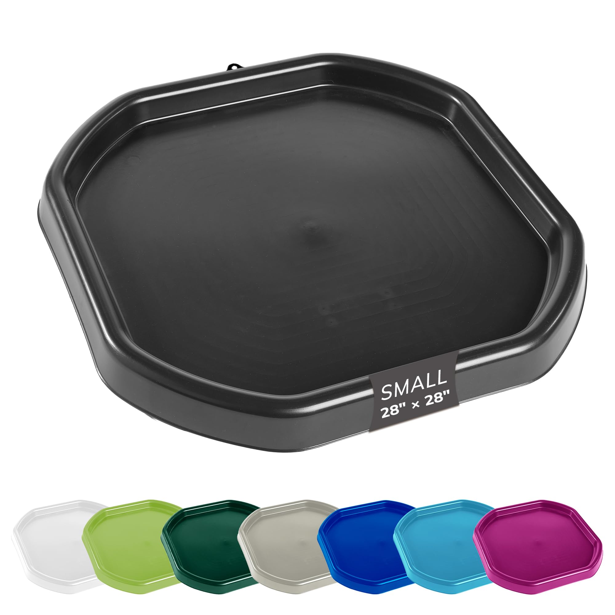 MEKA Tuff Tray for Sensory Play, Sensory Tray for Kids, Toddler Water Table, Tuff Spot Sensory Bin for Toddlers (Black, Small (28" x 28"))