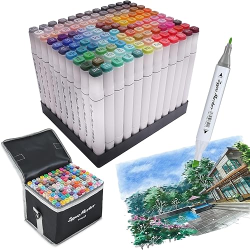 Alcohol Markers Pens,120 Colors Dual Tip Art Marker Pens for Adults,Artist,Kids, Wide Chisel and Fine Tip Equipped with Black Suitcase for Book Painting Card Making, Art Supplies.