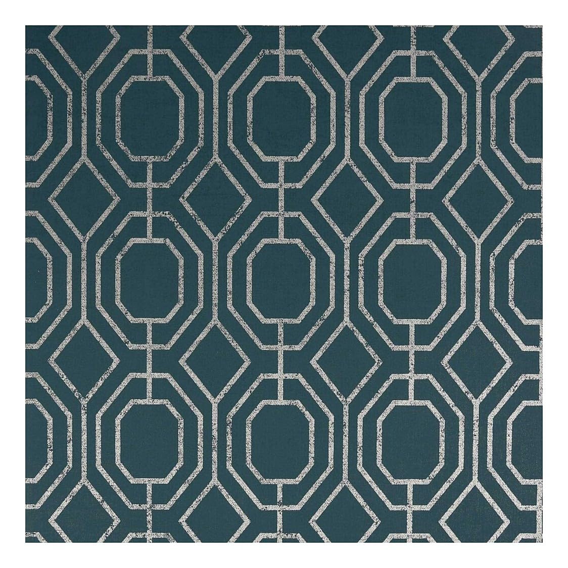 Superfresco Easy Green Teal Luxe Geometric Wallpaper - Paste The Wall - Wallpaper - Geometric Asscher Textured Metallic Design - Feature Or 4 Wall Design - Perfect For Most Rooms