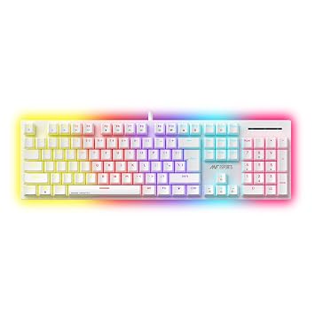 Ant Esports MK3400 Pro V3 Mechanical RGB Gaming Keyboard, 104 Keys-Red Switch, Multicolour Backlit, Anti-Ghosting, USB Wired, Media Keys, 12 LED Modes, for PC, Mac, Windows, Linux – White