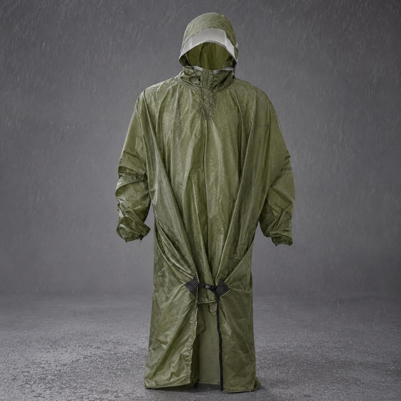Poncho de Lluvia para Exteriores Resistente al Agua Capa Chubasquero Impermeable con Capucha y Ajuste Compatible con Mochila Convertible en Lona y