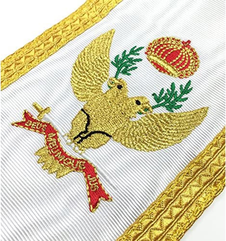 Masonic regalia 33 degree Scottish rite set Apron cuffs collar set freemasonry White White
