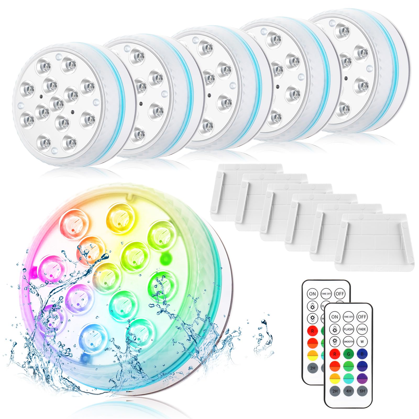 Lumière LED Submersible, 6 Pièce LED Piscine Sous l'eau IP68 Étanche 16 RGB Couleurs,Lampe Piscine avec Télécommande,Lumières de Baignoire Étanche pour Jardin, Piscine, Vase, Aquarium, Décorations