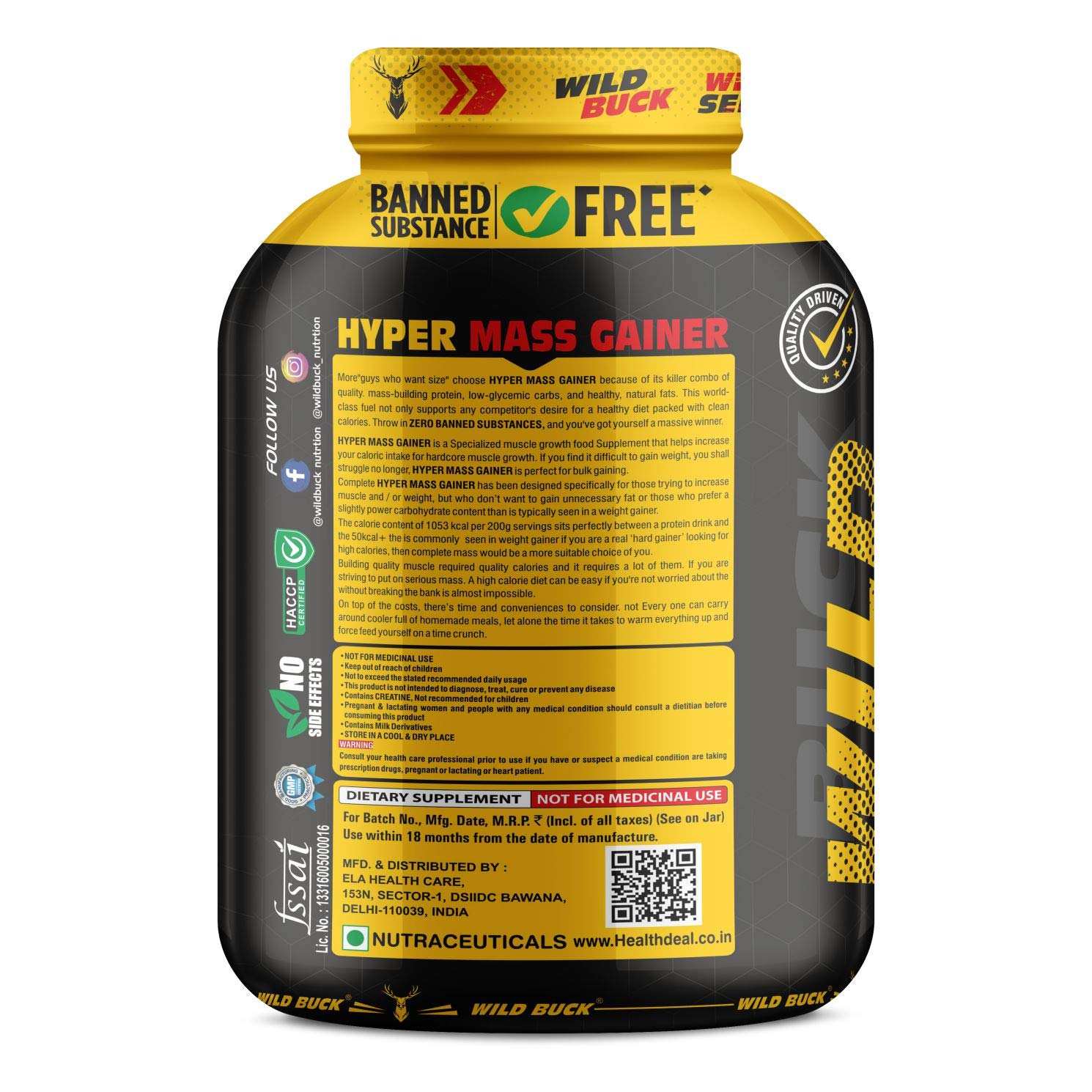 Buy Now Wild Buck Mass Gainer, High Protein Muscle Mass Gainer With