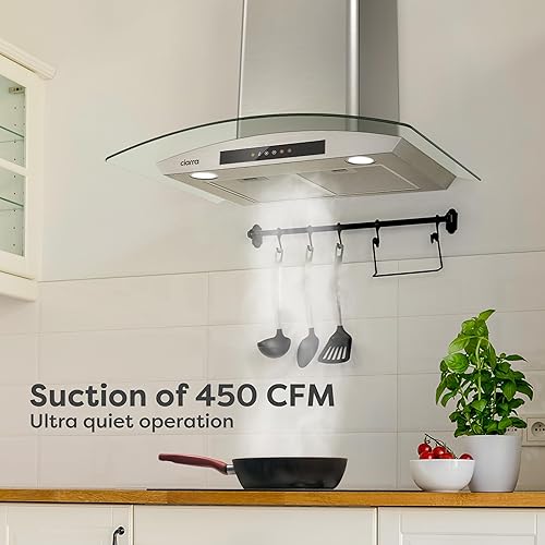 Miniatura 4 de CIARRA CAS75502 Campana extractora de 30 pulgadas con filtros de carbono CACF003, campana de ventilación de acero inoxidable para cocina