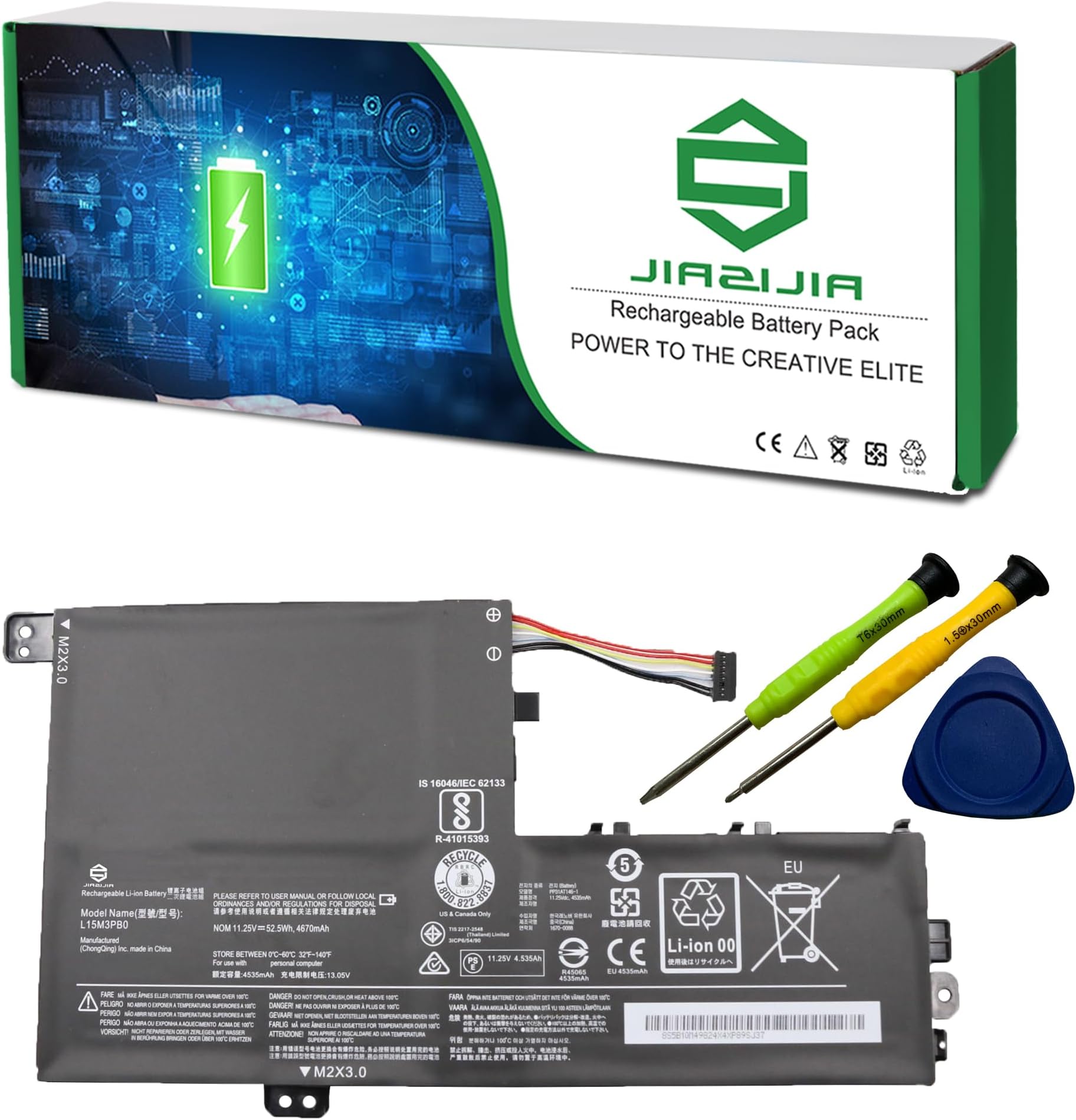 L15M3PB0 Battery Replacement for Lenovo Flex 5 1470 1570 IdeaPad 320S-15ABR 320S-14IKB 320S-15AST 320S-15IKB 320S-15ISK 520S-14IKB Yoga 520-14IKB Series L15L3PB0 Type-A 11.25V 52.5Wh