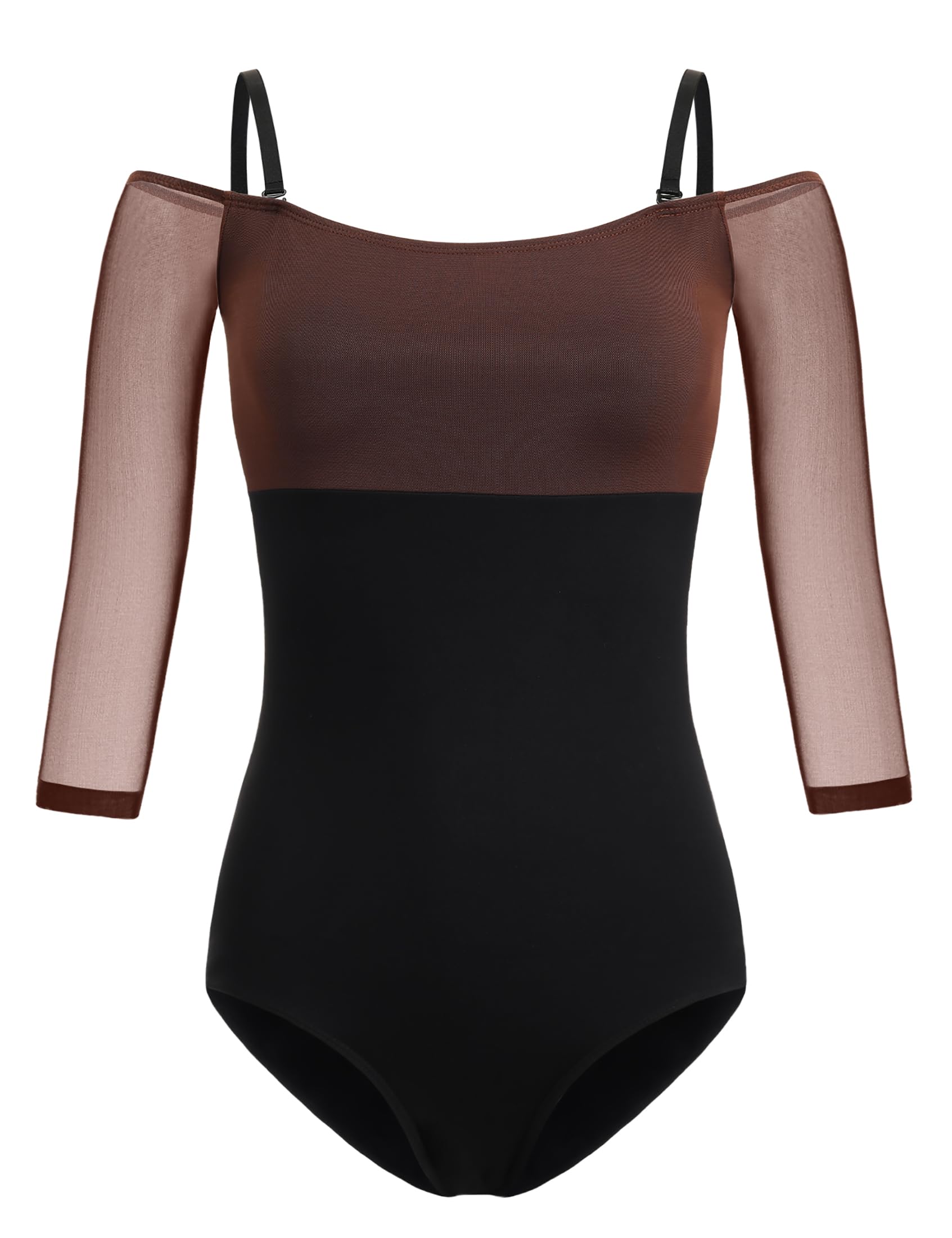 HROYL Femme Justaucorps de Danse Épaules Dénudées et Manches 3/4 Ballet Gymnastique Vêtements de Leotard Dancewear