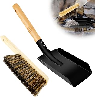 Ash Shovel and Brush Set with Handle, Portable Coal Shovel and Hearth Brush Set, Wear Resistant Fireplace Shovel and Brush Efficient Fireplace Cleaning Kit, Reusable for Fireplaces Barbecue