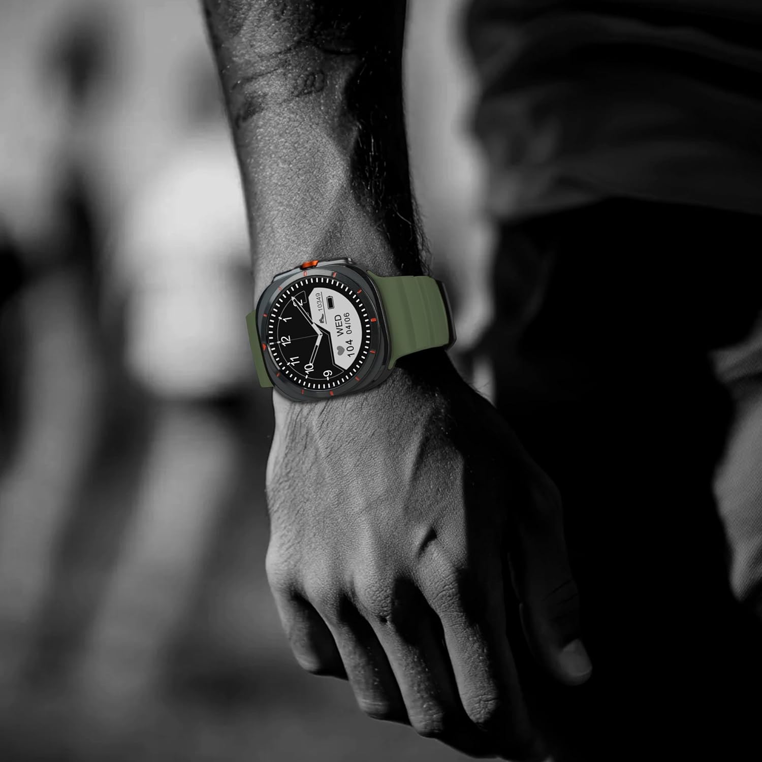 Rugged Silicone Bands Compatible with Samsung Galaxy Watch Ultra 47mm Band, Sport Strap with Stainless Steel Clasp for Galaxy Watch 7 Ultra Men Women (Green, Samsung Galaxy Ultra 47mm) - Image 7