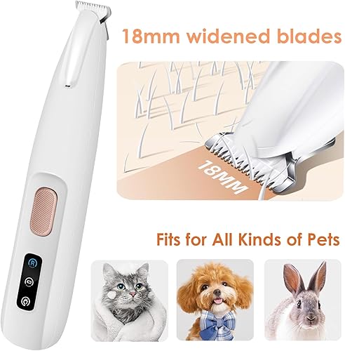 Miniatura 6 de Ntrjtrss Cortadora eléctrica de patas de perro, cortapatas para perros, 0.709 in de ancho, recargable, con luz LED, 35 dB, bajo ruido, impermeable,