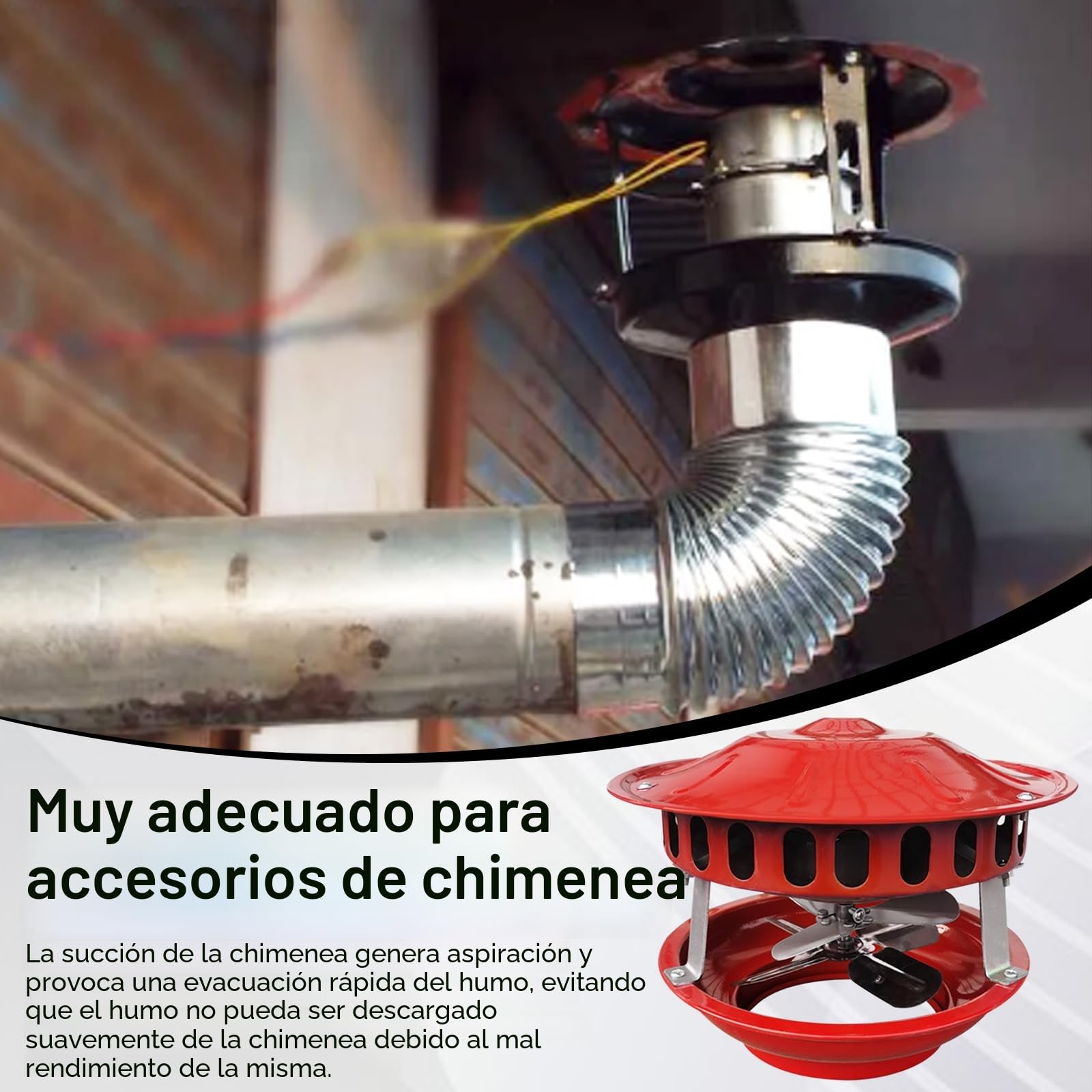 Extractor de humos de 100W, Ventilador de Chimenea de Doble Cabeza de 12-21cm con 7 Aspas Máquina de Humo Silenciosa Extractor de Humos Ventilador de Chimenea