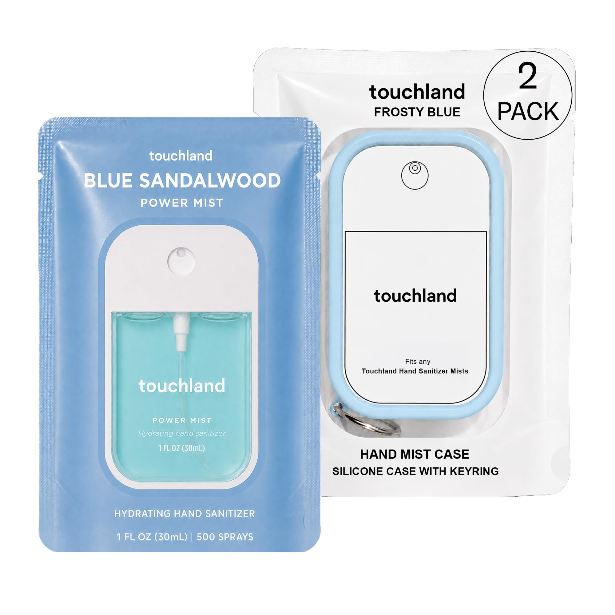 Touchland Cool Drift Set Blue Sandalwood Hydrating Hand Sanitizer & Case