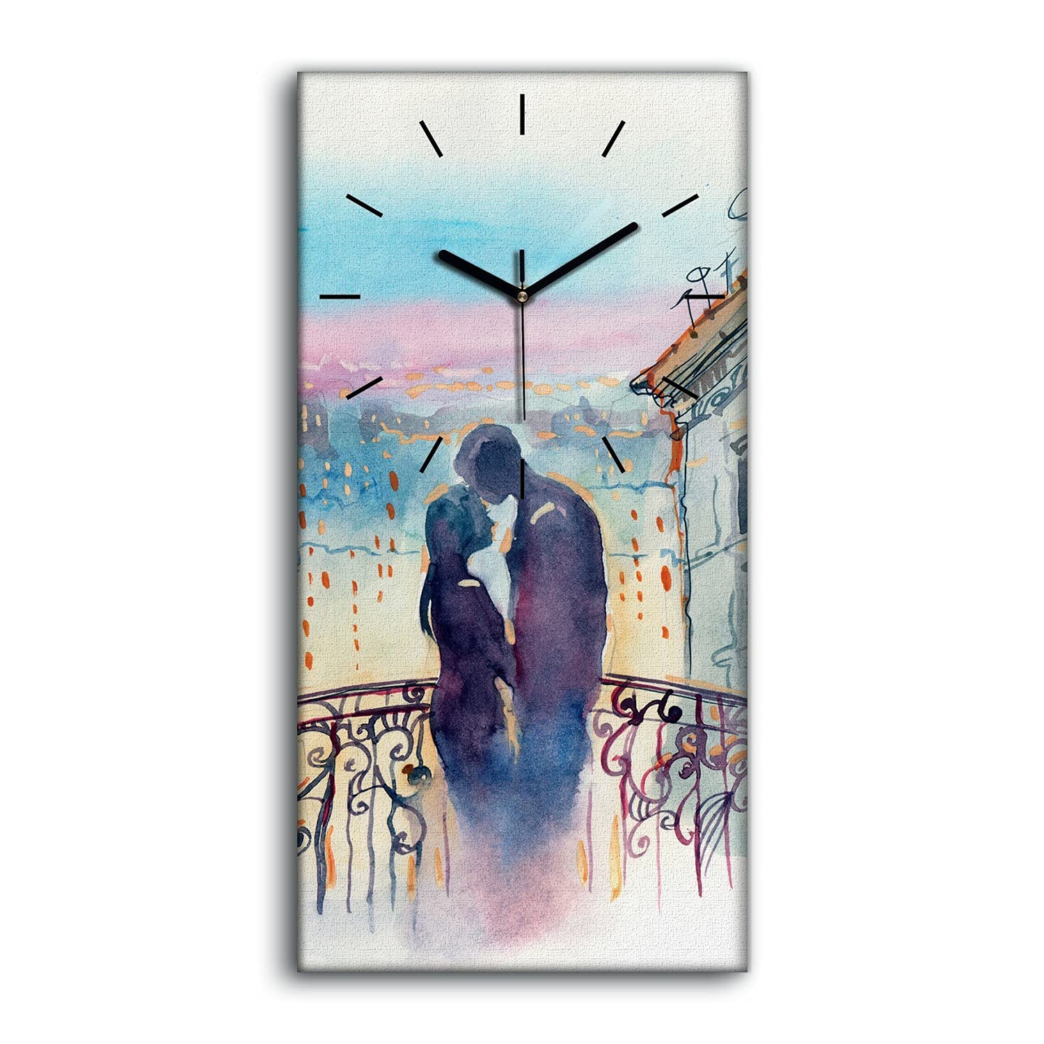 Horloge sur Toile Couple Amoureux Salon Deco Moderne 30x60cm