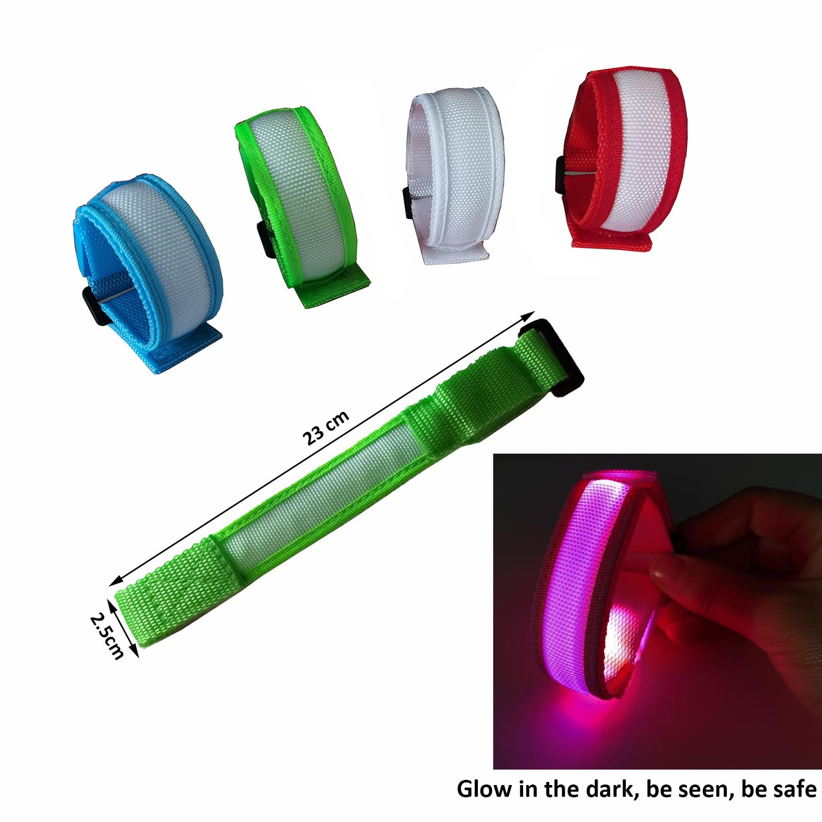 Lot De 2 Bracelets Réfléchissants Haute Visibilité – Bandes Ajustables Fluorescentes Pour Running, Vélo, Activités Nocturnes (vert, 30 Cm)