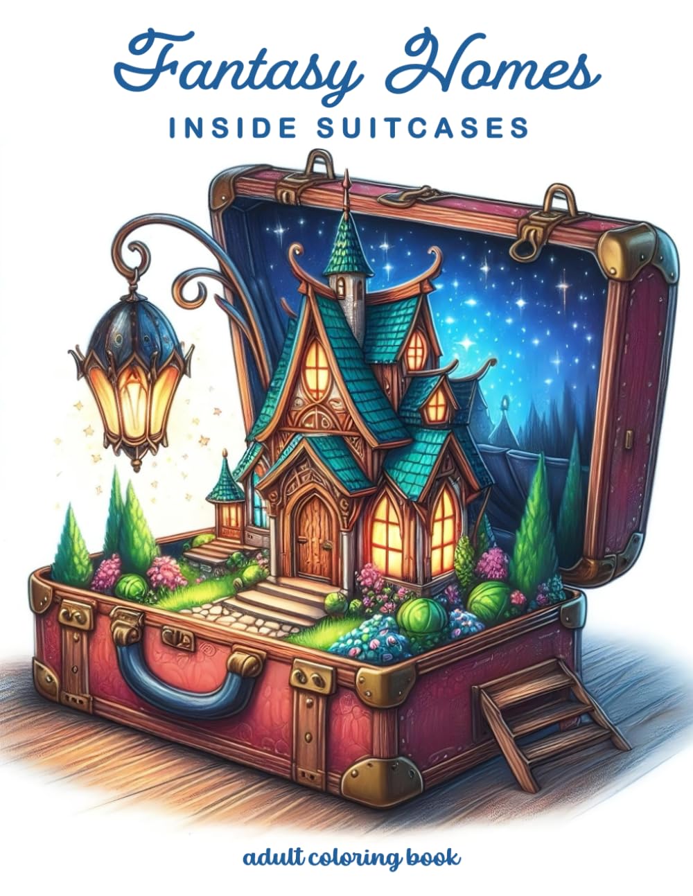 Fantasy Homes inside Suitcases: Coloring Book for Adults with 50 Fantasy Fairy homes Inside Suitcases for Stress Relief and Relaxation (Fantasy Homes Coloring Books)