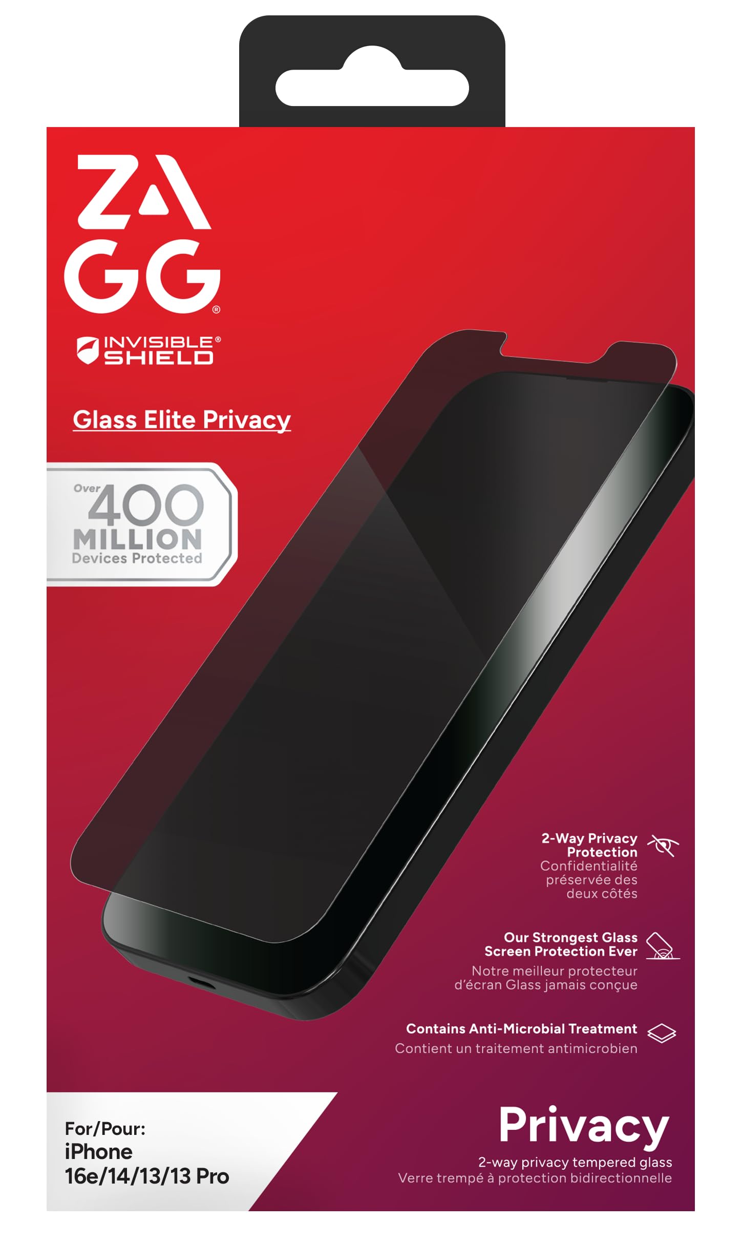 ZAGG InvisibleShield Glass Elite - Pellicola Privacy Per IPhone 13 Pro Max, Antigraffio E Anti-impronta