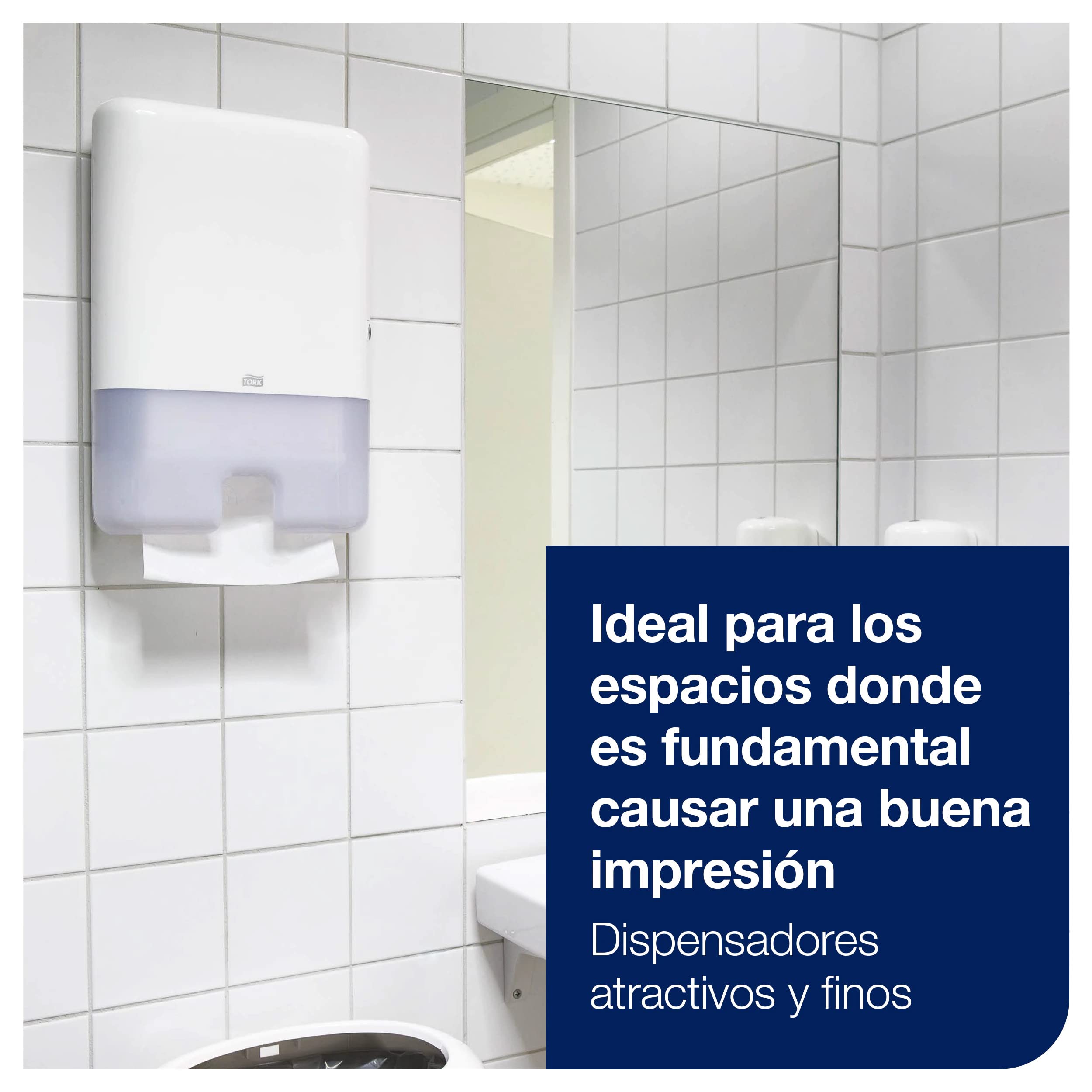 Tork 552000 Dispensador de toallas de mano entre plegadas, compatible con el sistema de Tork H2, Blanco, Large