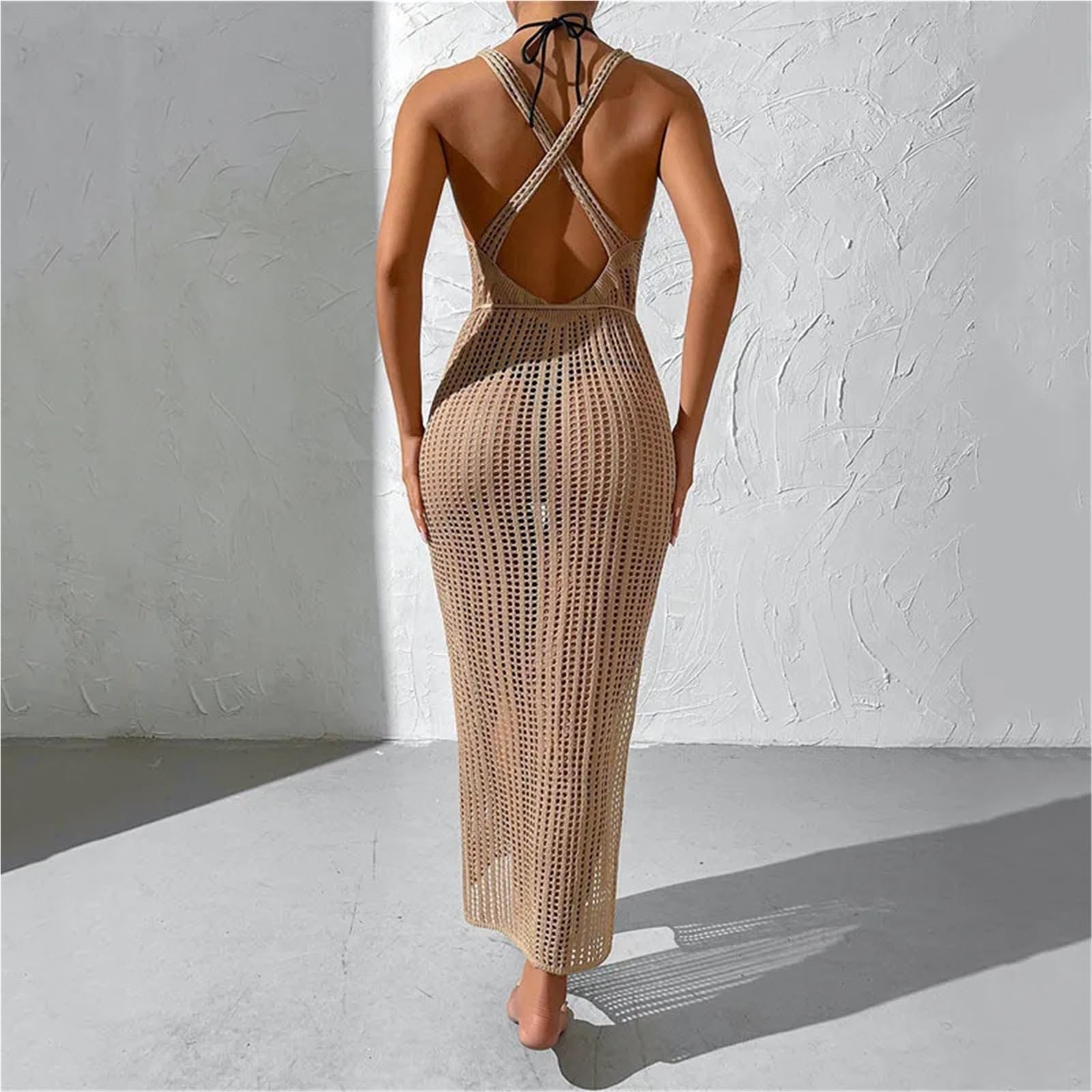 Copri Costume Mare Donna Copricostume bikini, abito lavorato a maglia con schiena scoperta e traforata, abito da vacanza, copricostume da spiaggia, giacca bikini, costume da bagno