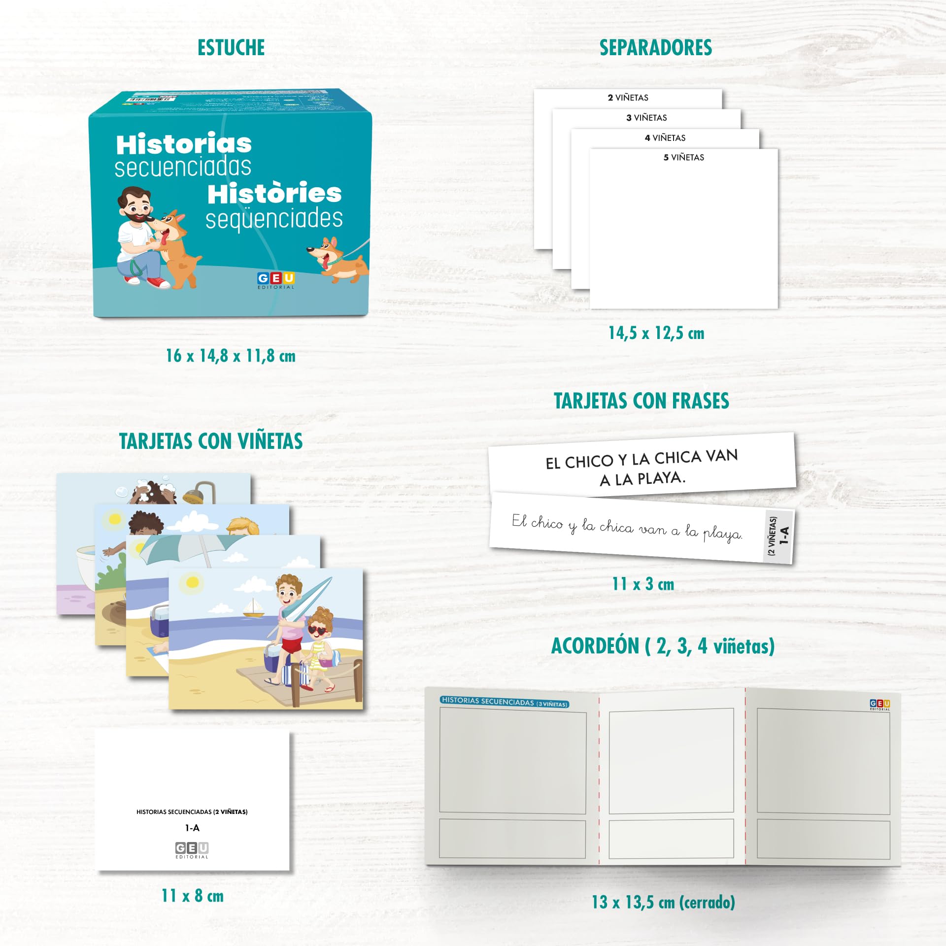 Historias Secuenciadas GEU | Pictogramas Autismo | Estimulación Lenguaje | Juego Educativo Niños | Logopedia | Aprendizaje Inclusivo I Editorial GEU