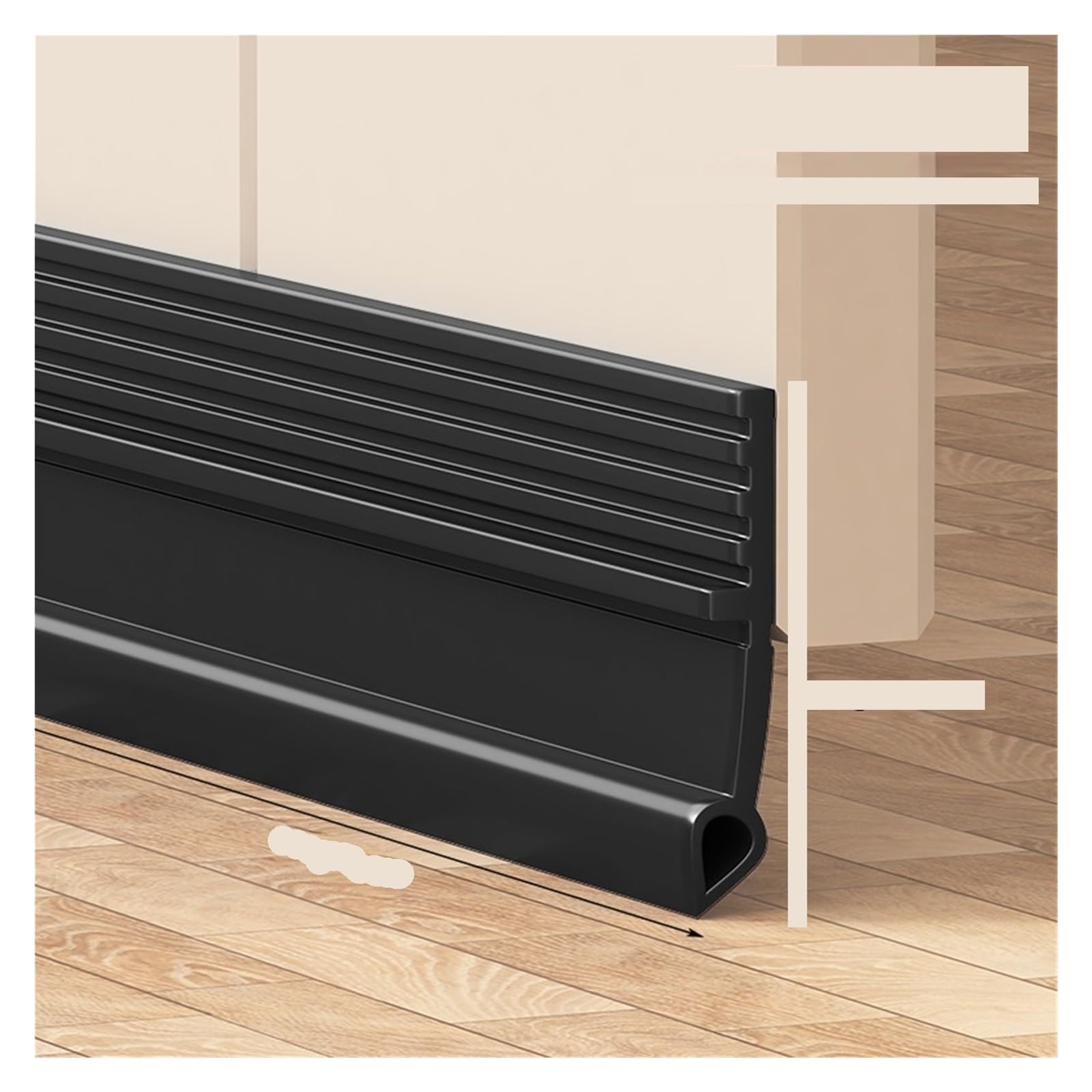 Door Bottom Seal Self-Adhesive Door Bottom Seal Strip, 1M TPE(S Black 28mm)