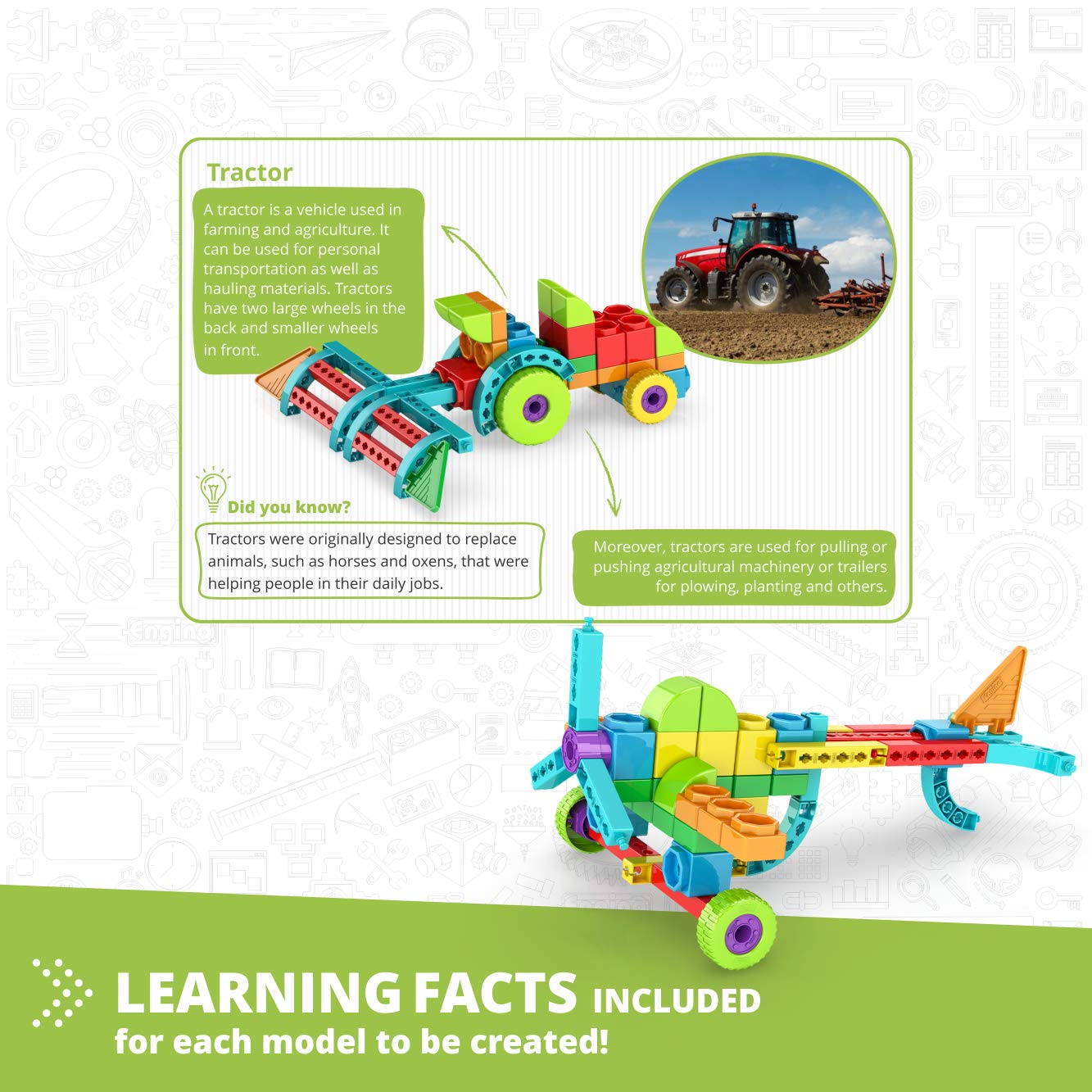 Engino Qboidz Farm Tractor with 10 Bonus Models Toy Kit, Multicolor, Large - Image 4