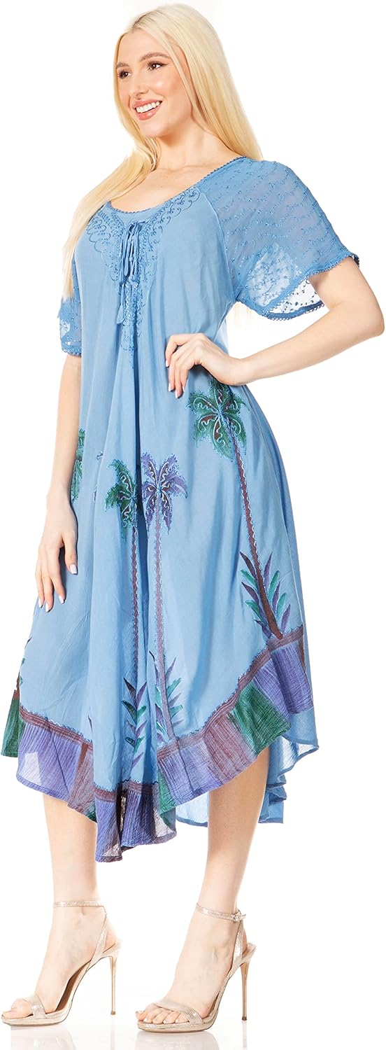 Sakkas Kai Palm Tree Caftan Tank Dress/Cover Up - Image 3
